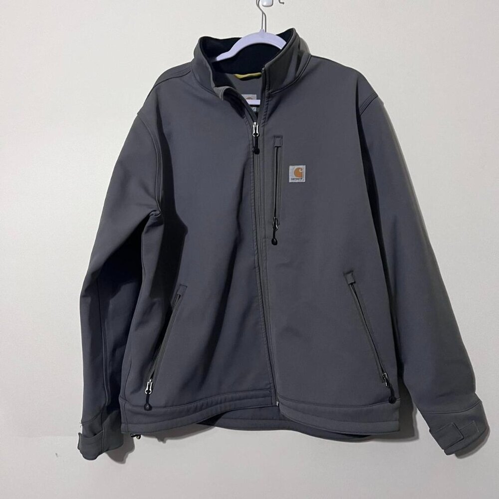 Grey Carhartt Soft-shell waterproof Coat sz xl, fleece lined workwear zip-up